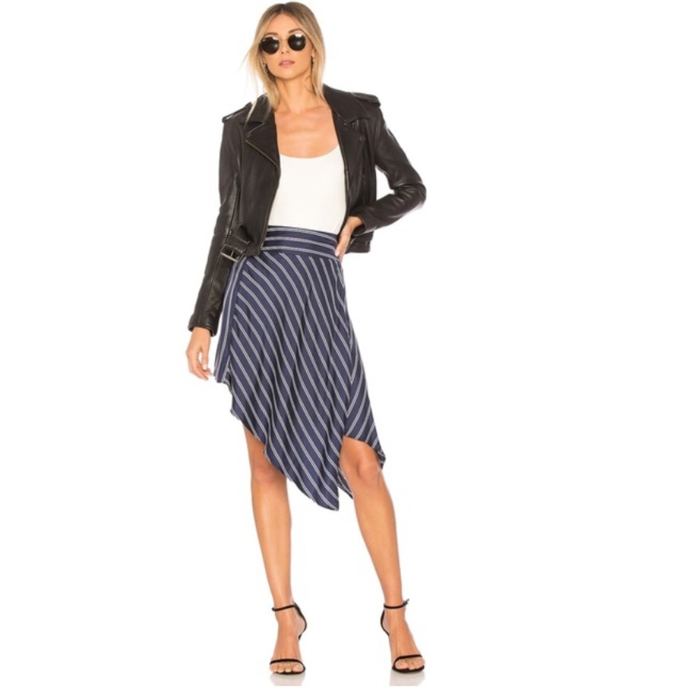 Navy Asymmetrical Hem Skirt